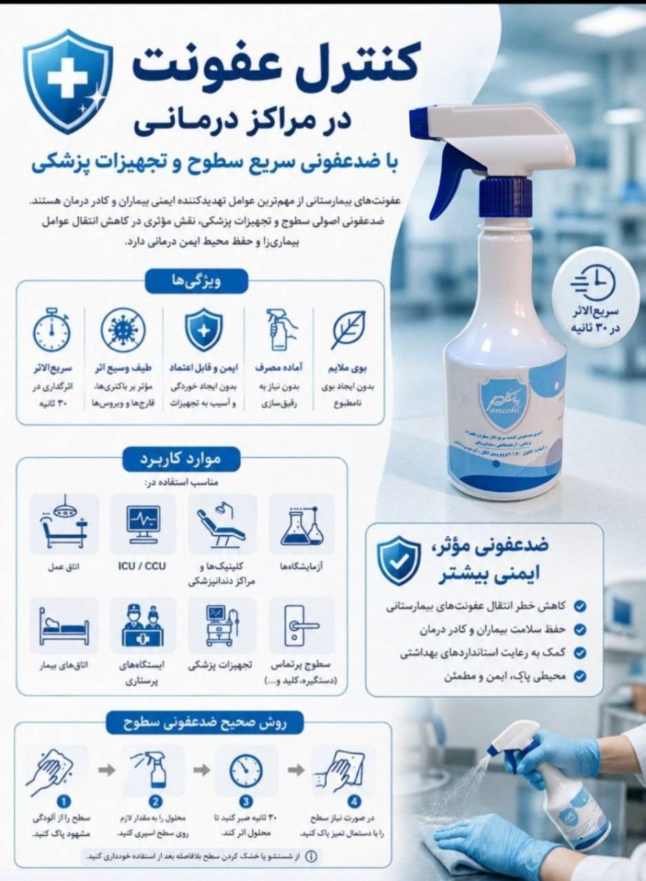 محلول ضدعفونیکننده سریعالاثر سطوح و تجهیزات پزشکی پنکل